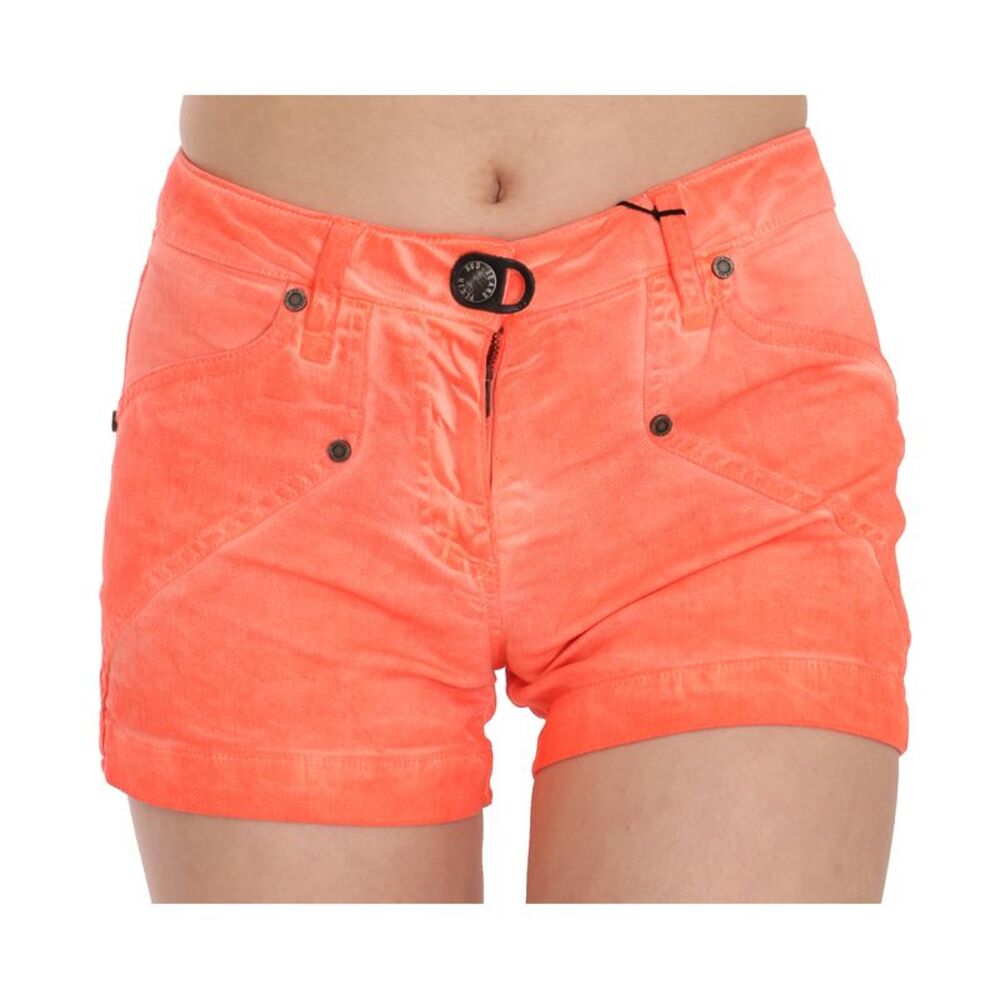 PLEIN SUD Orange Mid Waist Cotton Denim Mini Women's Shorts